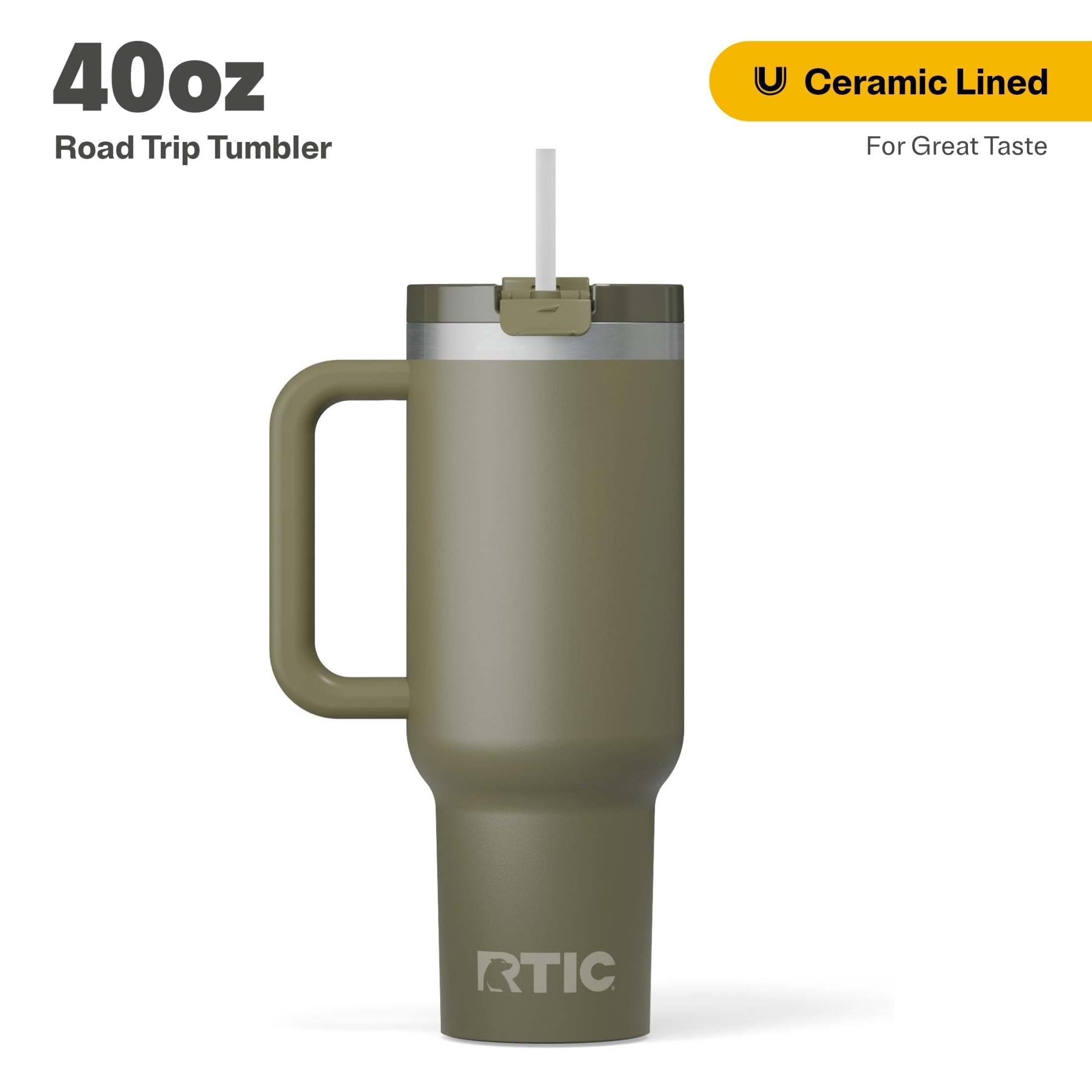 Herobuddy™ 40 oz Ceramic Lined Road Trip Tumbler with Handle - Insulated Travel Tumbler Cup
