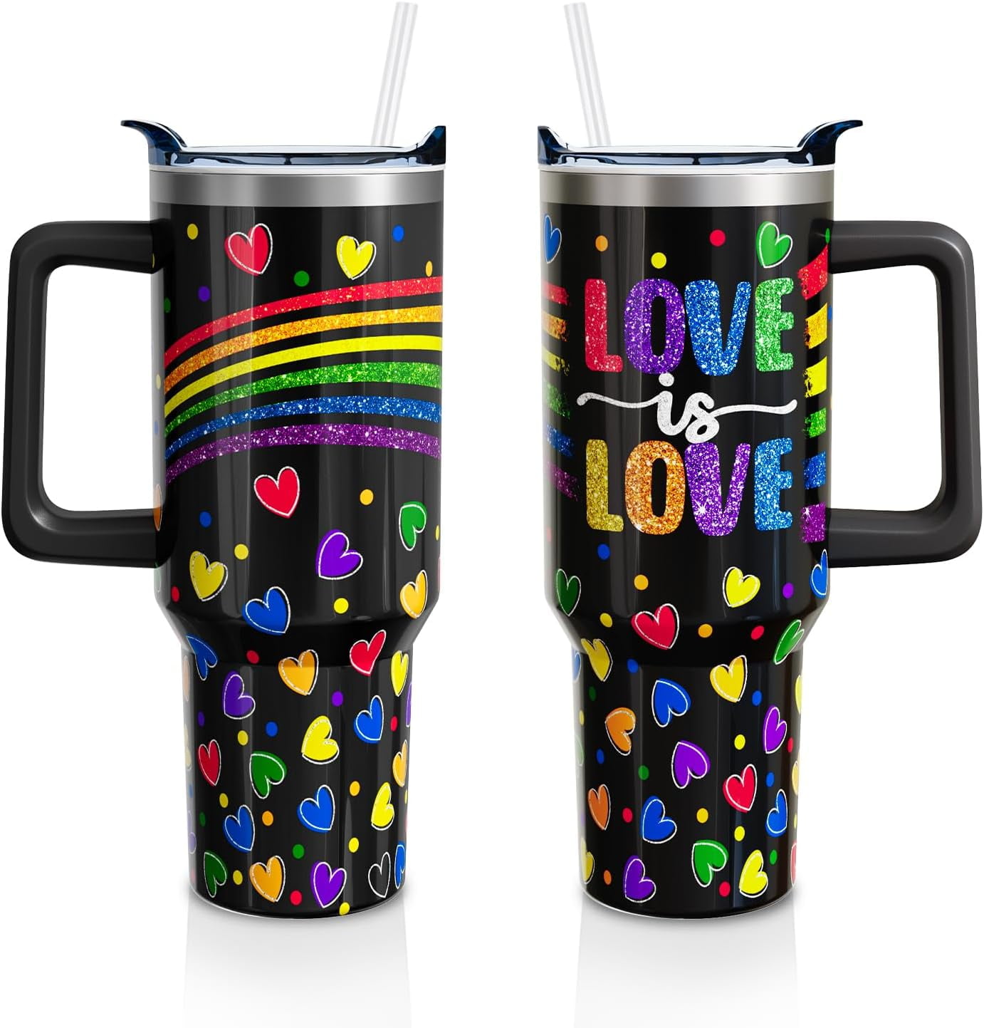 Herobuddy™ Christmas Gifts 40 Oz Tumbler with Handle and Straw, Green Xmas - Reusable Stainless Steel Cup