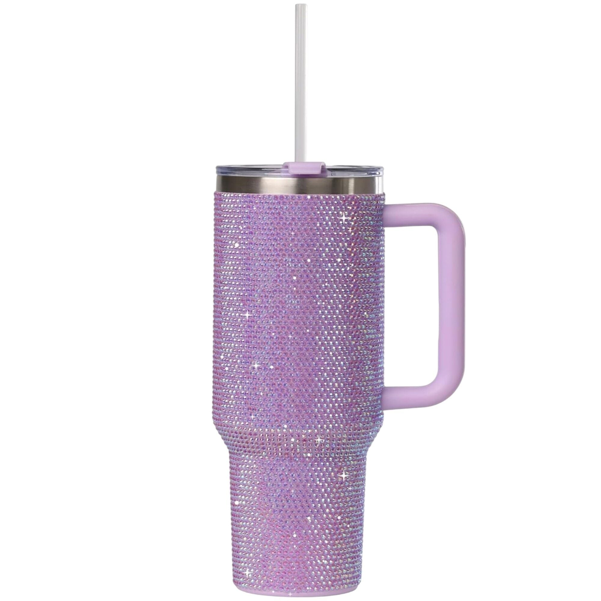 Herobuddy™ STP GOODS Stainless Steel Rhinestone Insulated Tumbler with Handle Lid - Insulated Travel Tumbler Cup