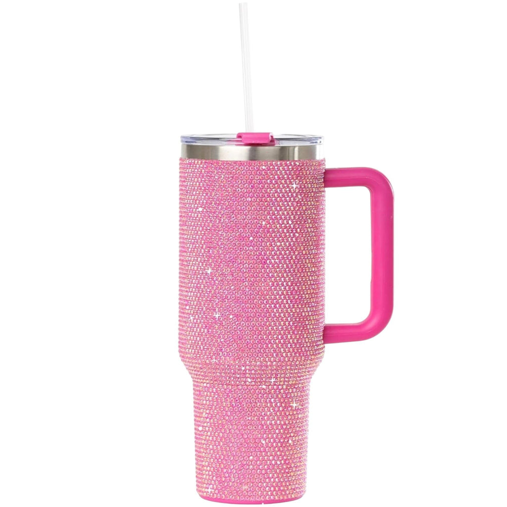Herobuddy™ STP GOODS Stainless Steel Rhinestone Insulated Tumbler with Handle Lid - Insulated Travel Tumbler Cup