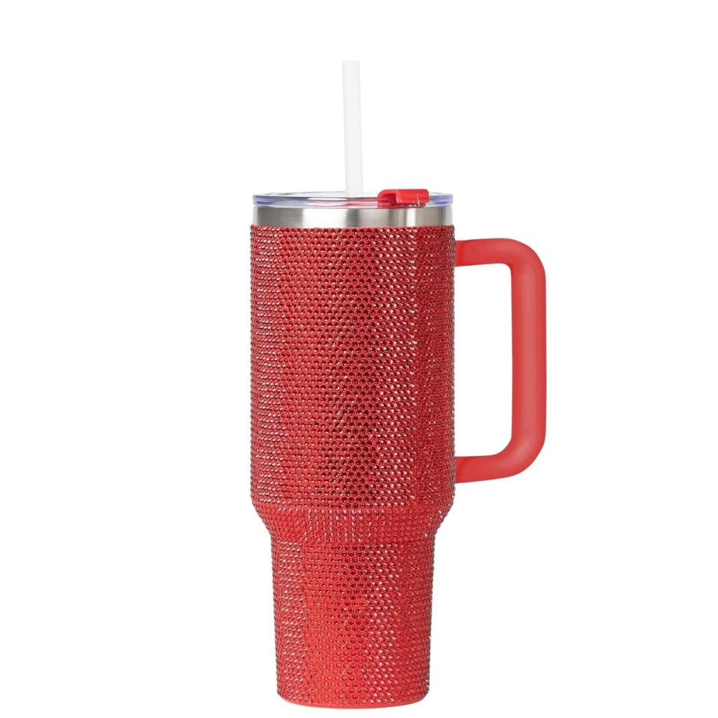 Herobuddy™ STP GOODS Stainless Steel Rhinestone Insulated Tumbler with Handle Lid - Insulated Travel Tumbler Cup