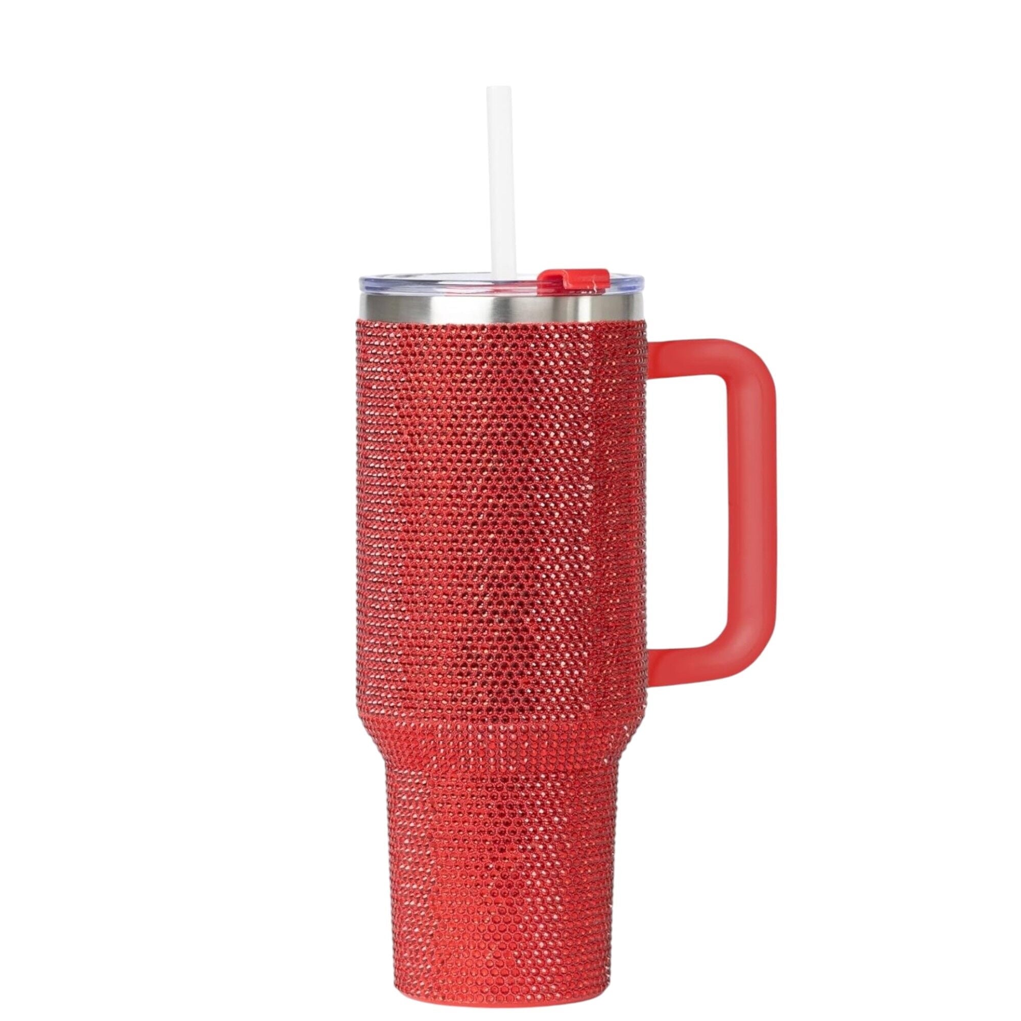 Herobuddy™ STP GOODS Stainless Steel Rhinestone Insulated Tumbler with Handle Lid - Insulated Travel Tumbler Cup