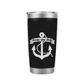 Seas the Day - 20 oz - Cute Funny Nautical Themed Birthday Gift for Ocean Lovers & Sailors - Insulated Coffee Tumbler Cup with Sliding Lid