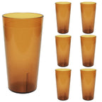 Clear Frosted Drinking Glasses,Reusable Drinking Cups, Large Capacity Beverages Cups,Amber Cold Drink Cups,Unbreakable Plastic Tumbler,for Birthday Party Picnic Buffet 16oz