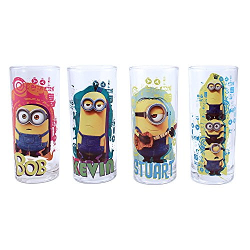 Silver Buffalo DM031T1 Universal Despicable Me Minion Madness Tumbler Glass Set, 4-Pack