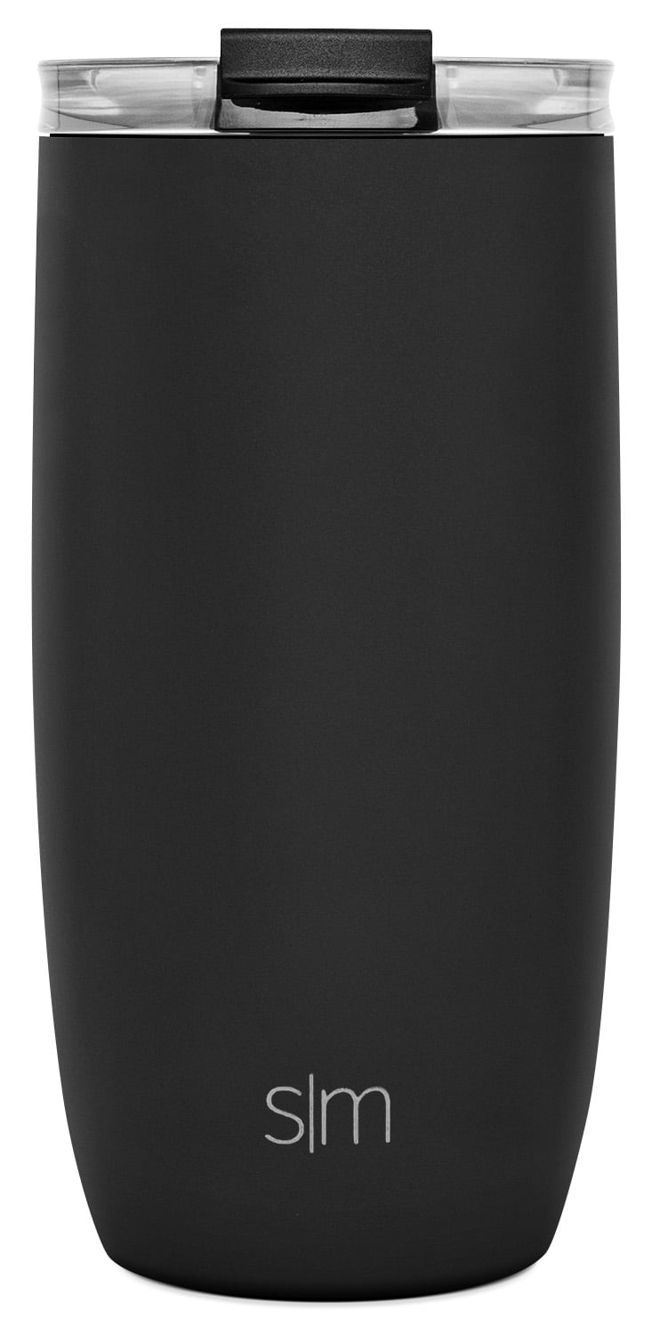 Simple Modern 16oz Voyager Travel Mug Tumbler w/ Clear Flip Lid & Straw - Coffee Cup Vacuum Insulated Flask 18/8 Stainless Steel Hydro Water Bottle -Midnight Black