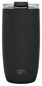 Simple Modern 16oz Voyager Travel Mug Tumbler w/ Clear Flip Lid & Straw - Coffee Cup Vacuum Insulated Flask 18/8 Stainless Steel Hydro Water Bottle -Midnight Black