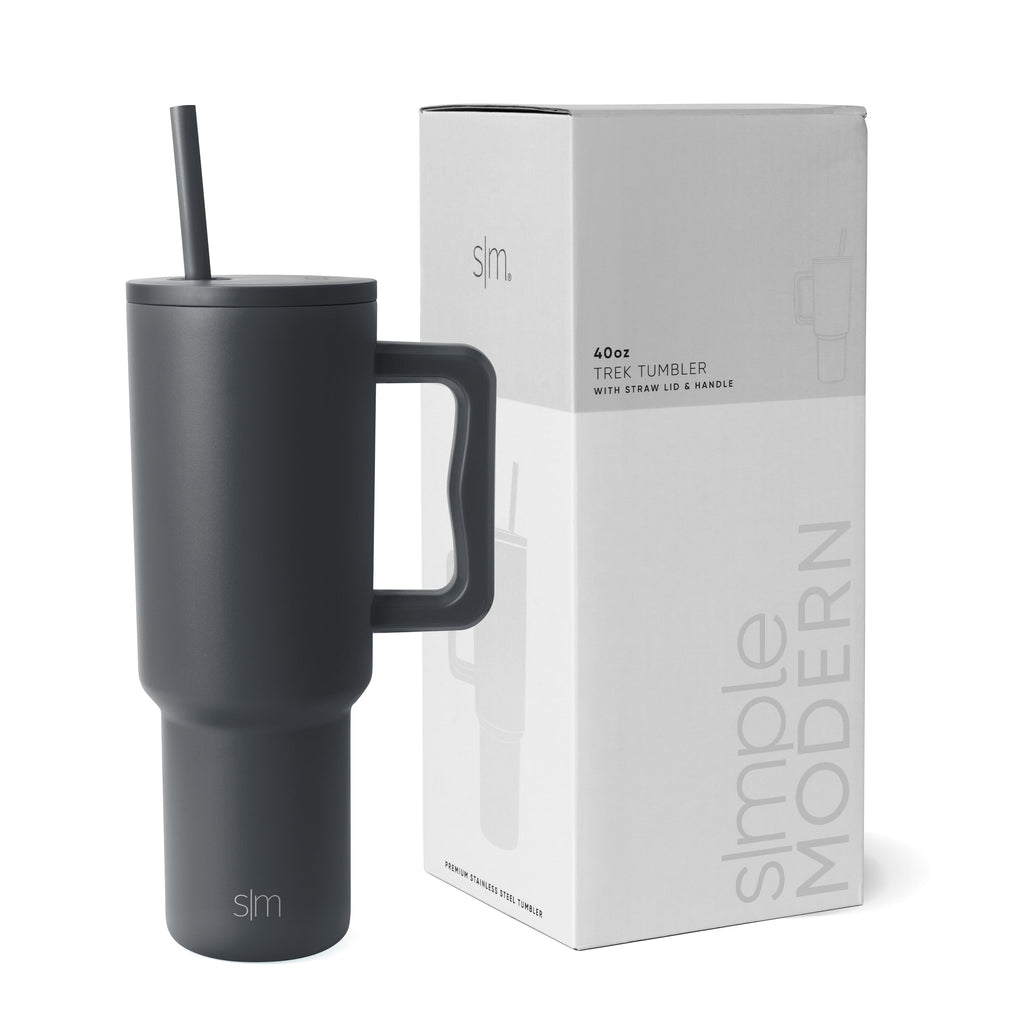 Simple Modern 40 fl oz Insulated Stainless Steel Trek Tumbler with Straw Lid | Graphite