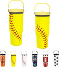 Softball Lover Gift 30 oz Flip Straw Tumbler with Top Handle Softball Pattern BPA-Free Leak Proof Stainless Steel Insulated Vacuum Flip Top Water Bottle for Sporting Working