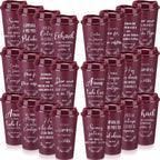 Spanish Bible Verse Tumblers Bulk, 16 oz Reusable Christian Cups with Lids, Plastic Coffee Cups for Church Events, Bible Study, Sunday School, Teacher Appreciation(Wine Red,24)