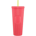 Starbucks 24 oz Dragon Fruit Studded Pink Tabbed Straw Tumbler