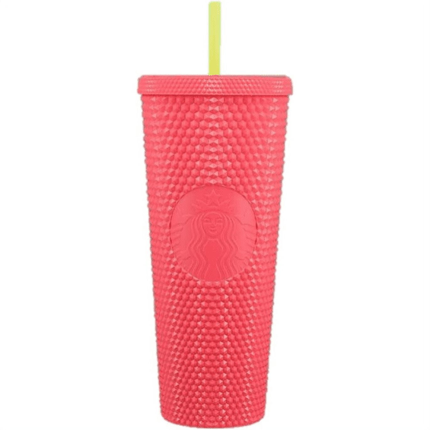 Starbucks 24 oz Dragon Fruit Studded Pink Tabbed Straw Tumbler