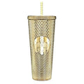 Starbucks *Christmas 2022* Gold Foil Studded Cold Drink Tumbler --24oz