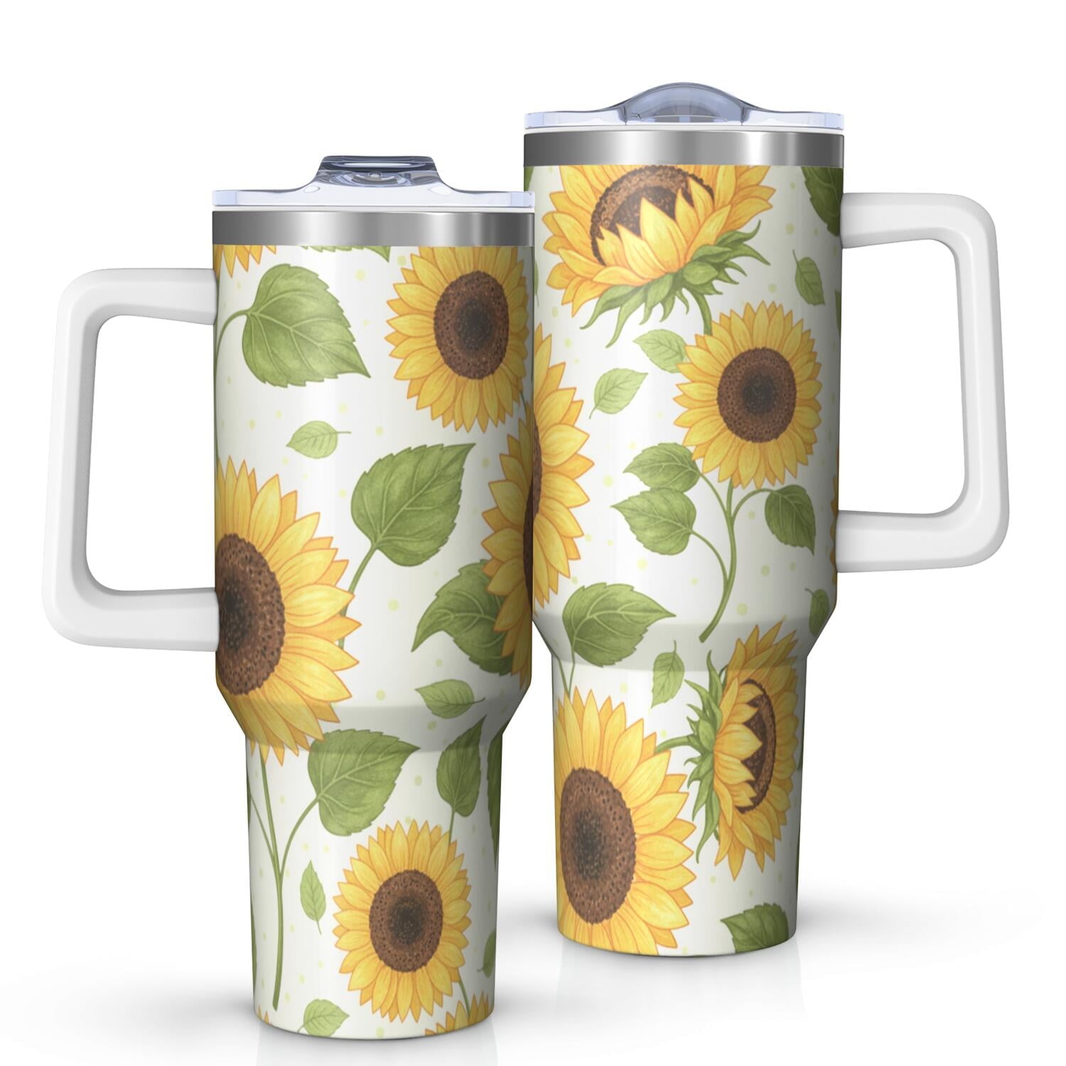 Herobuddy™ Leopard Print 40oz Tumbler with Handle and Straw, Large Capacity Travel - Reusable Stainless Steel Cup