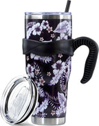 Herobuddy™ Sunmdecor Pink Leopard Print Tumbler with Handle and Silicone Straws - Insulated Travel Tumbler Cup