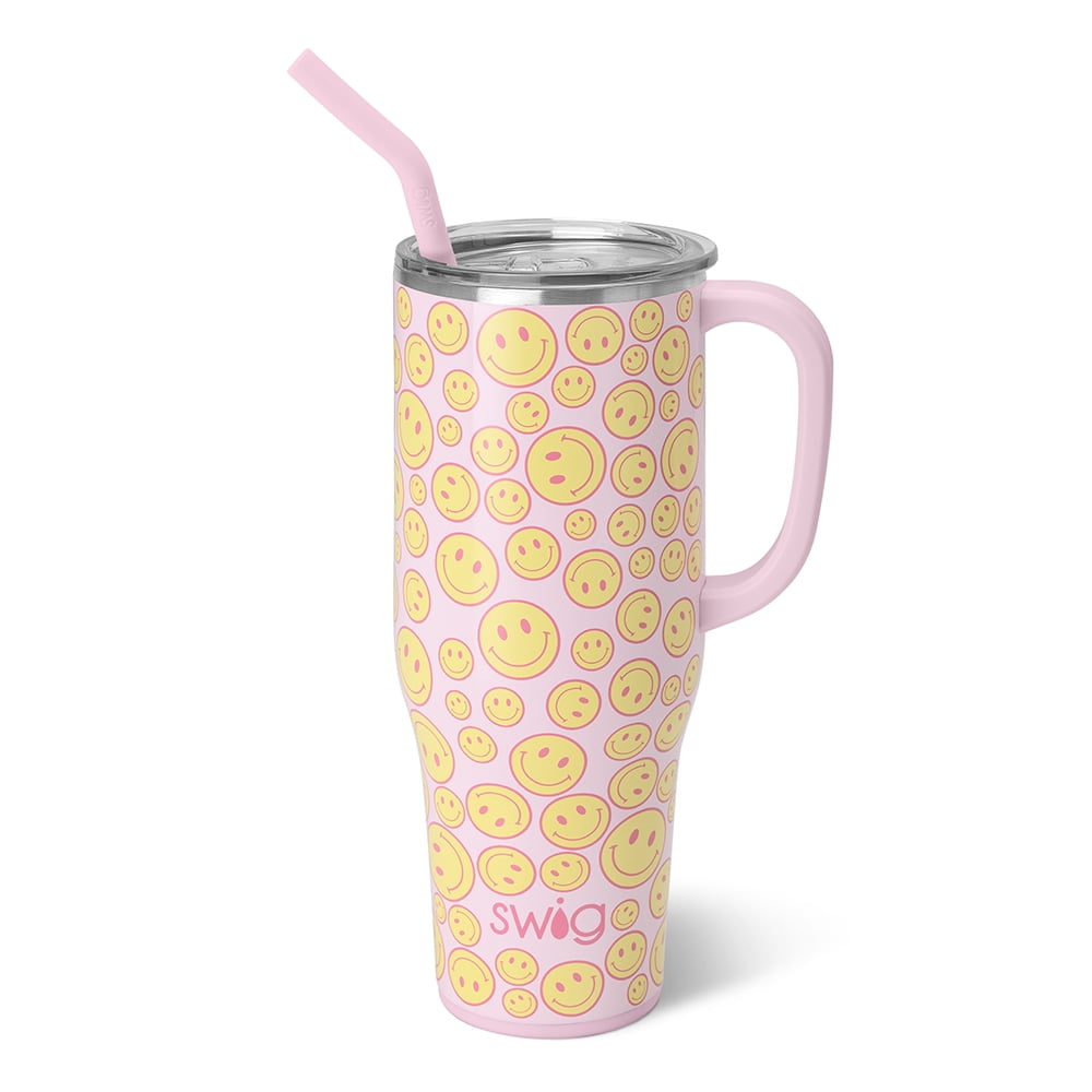 Swig Life 40oz Mega Mug | Insulated Stainless Steel Tumbler with Handle | Oh Happy Day