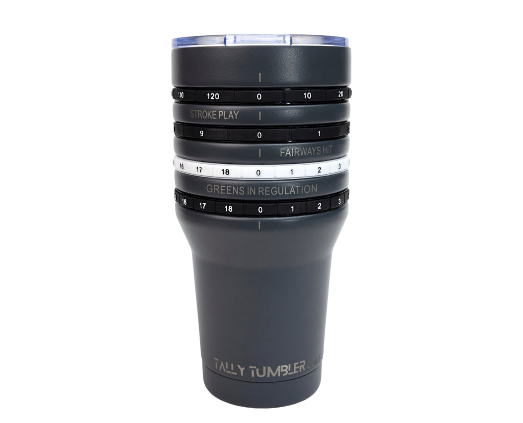 Tally Tumbler Golf Fairway Steel Gray 30oz Scorekeeping Insulated Drinking Tumbler