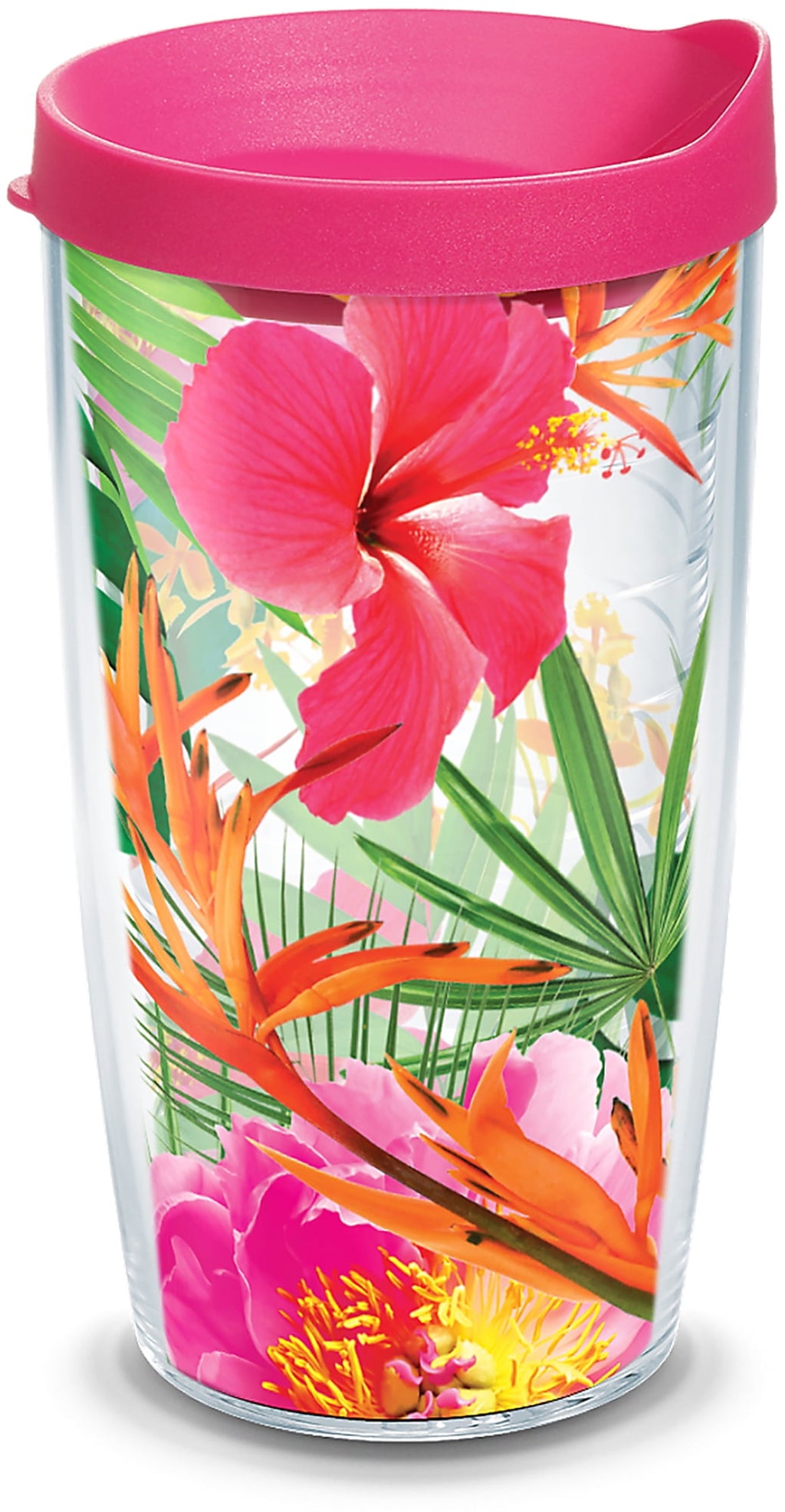 Tervis Tropical Hibiscus Photo Made in USA Double Walled Insulated Travel Tumbler, Clear 16oz