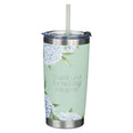 Thank You For Helping Me Grow Inspirational Travel Tumbler Mug for Teachers, Mentors, Mint/Cream, 18oz Double Wall Vacuum Insulated Stainless Steel, With Love