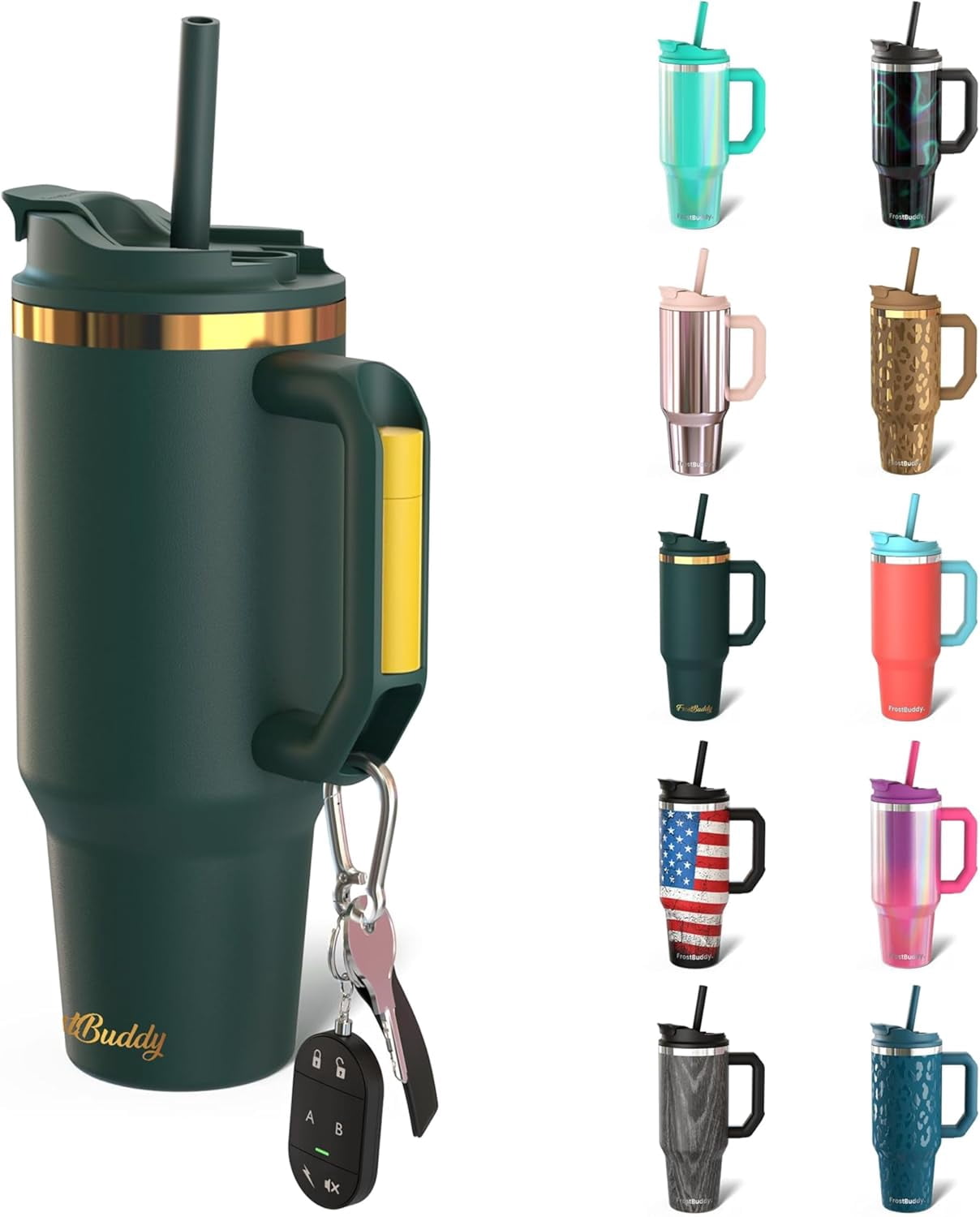 Thicc Buddy - 40 oz Stainless Steel Vacuum Insulated Tumbler with Lid and Straw for Water - Travel Mug Cupholder Friendly - Gifts for Women Men Him Her