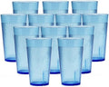 TrueCraftware- Set of 12 Belize 10 oz. Tumbler/Drinking Cups Blue Polycarbonate-Premium Iced Tea Glasses Stackable Reusable Dishwasher Safe Break-Resistant for Home and Restaurants