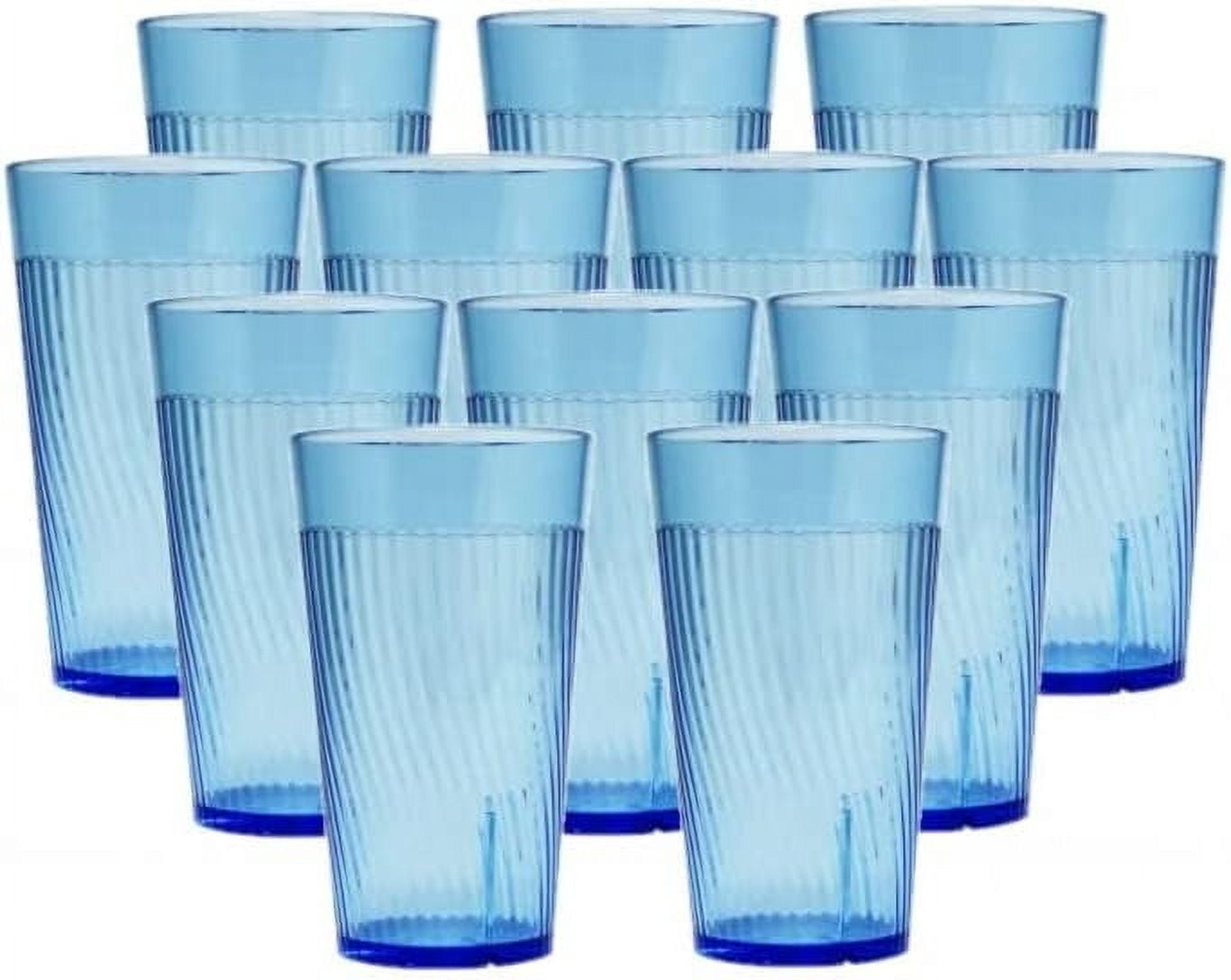 TrueCraftware- Set of 12 Belize 10 oz. Tumbler/Drinking Cups Blue Polycarbonate-Premium Iced Tea Glasses Stackable Reusable Dishwasher Safe Break-Resistant for Home and Restaurants