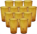 TrueCraftware-Set of 12 Pebbled Tumbler/Drinking Cups 12-Ounce Amber Color- Reusable Premium Water Iced Tea Glasses Stackable Dishwasher Safe Break-Resistant for Home and Restaurants