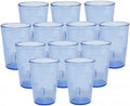TrueCraftware- Set of 12 Pebbled Tumbler/Drinking Cups 8-Ounce Blue Color- Reusable Premium Water Iced Tea Glasses Stackable Dishwasher Safe Break-Resistant for Home and Restaurants