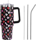 Valentines Day Gifts 40 oz Tumbler with Handle and Straw Lid,Valentine''s Day Gift for Her Women Girlfriend Wife Dog Bones and Candy Hearts Vacuum Insulated Leak Proof Stainless Steel Coffee Cup Mug