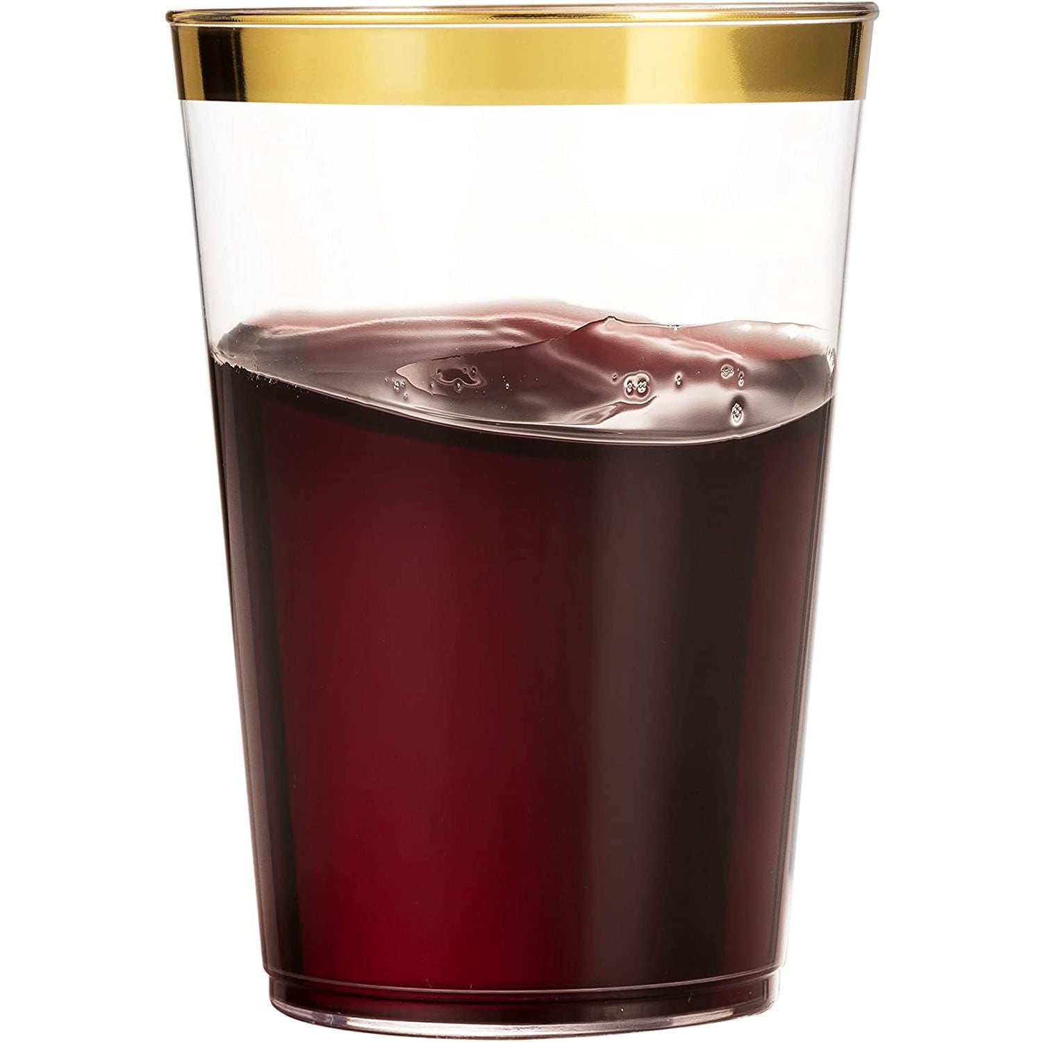 VeZee Simcha Collection 10oz. disposable Fancy Gold Rim Clear hard Plastic Tumblers/Cups, for Wedding ,Elegant Party & All Occasions.:200CT