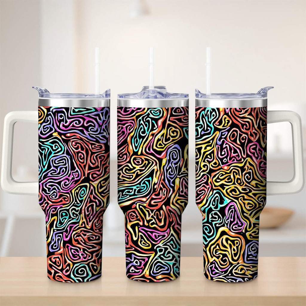 Herobuddy™ Premium Vibrant Abstract Pattern Stainless Steel Tumbler, 40oz - Insulated Travel Tumbler Cup