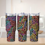 Herobuddy™ Premium Vibrant Abstract Pattern Stainless Steel Tumbler, 40oz - Insulated Travel Tumbler Cup