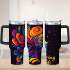 Herobuddy™ Premium Vibrant Abstract Swirl Stainless Steel Tumbler, 30oz - Insulated Travel Tumbler Cup