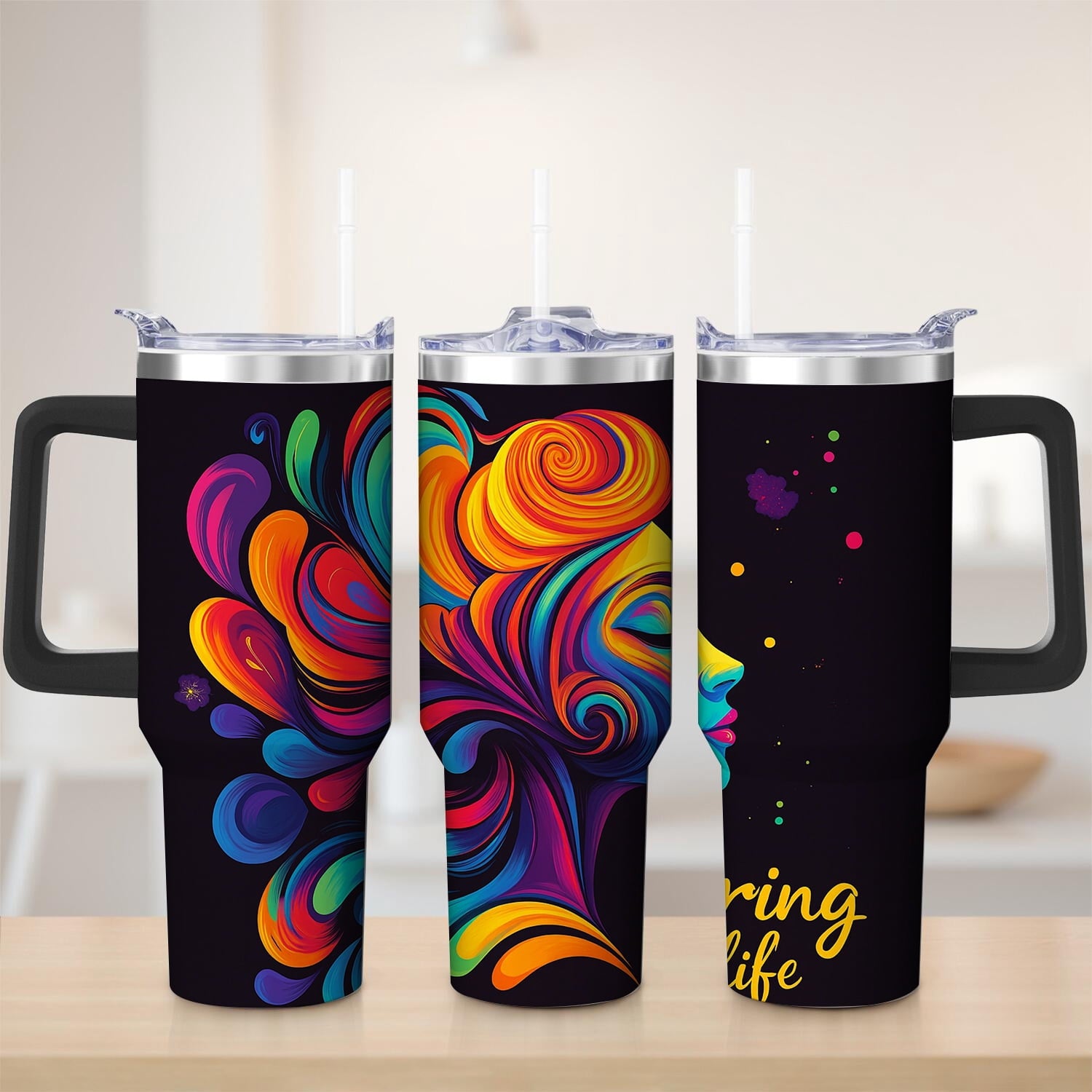 Herobuddy™ Premium Vibrant Abstract Swirl Stainless Steel Tumbler, 30oz - Insulated Travel Tumbler Cup