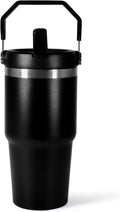 WarmH 20 oz Tumbler with Handle,Insulated Tumbler with Lid and Flip Straw Leak Proof Double Wall Stainless Steel Vacuum Travel Coffee Mug Insulated Water Bottle Thermal Cup, Cupholder Friendly, Black