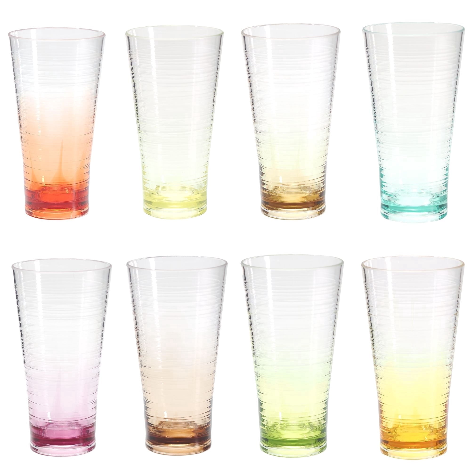 WowProLIv 20 oz Ombre Shatterproof Acrylic Plastic Tumblers Set of 8