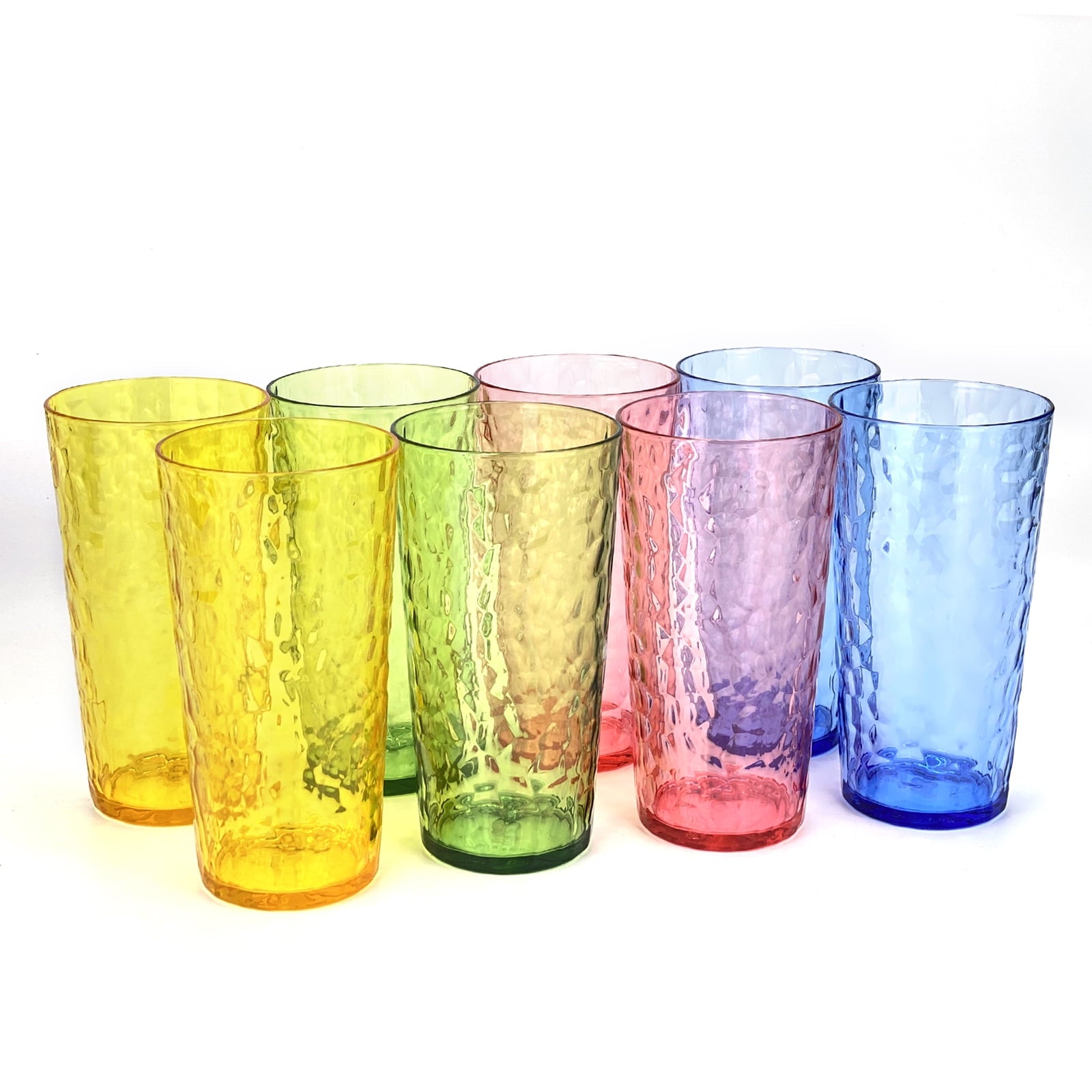 Yalin 24-Ounce Plastic Tumbler Acrylic Drinking Glasses, Reusable Plastic Cups, Stackable, BPA-Free, Shatter Proof, Dishwasher Safe, Set of 8 ( Multicolor )