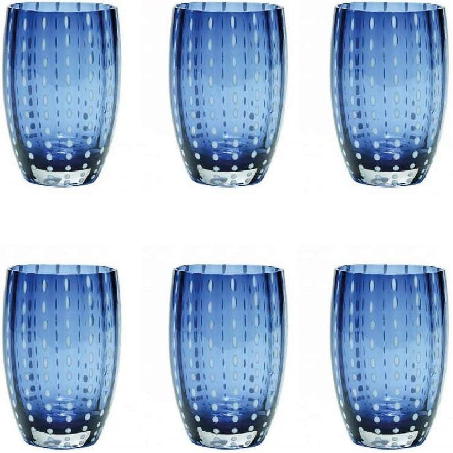 Zafferano Perle Glass Tumbler Set 6 Pieces  Grey Blue