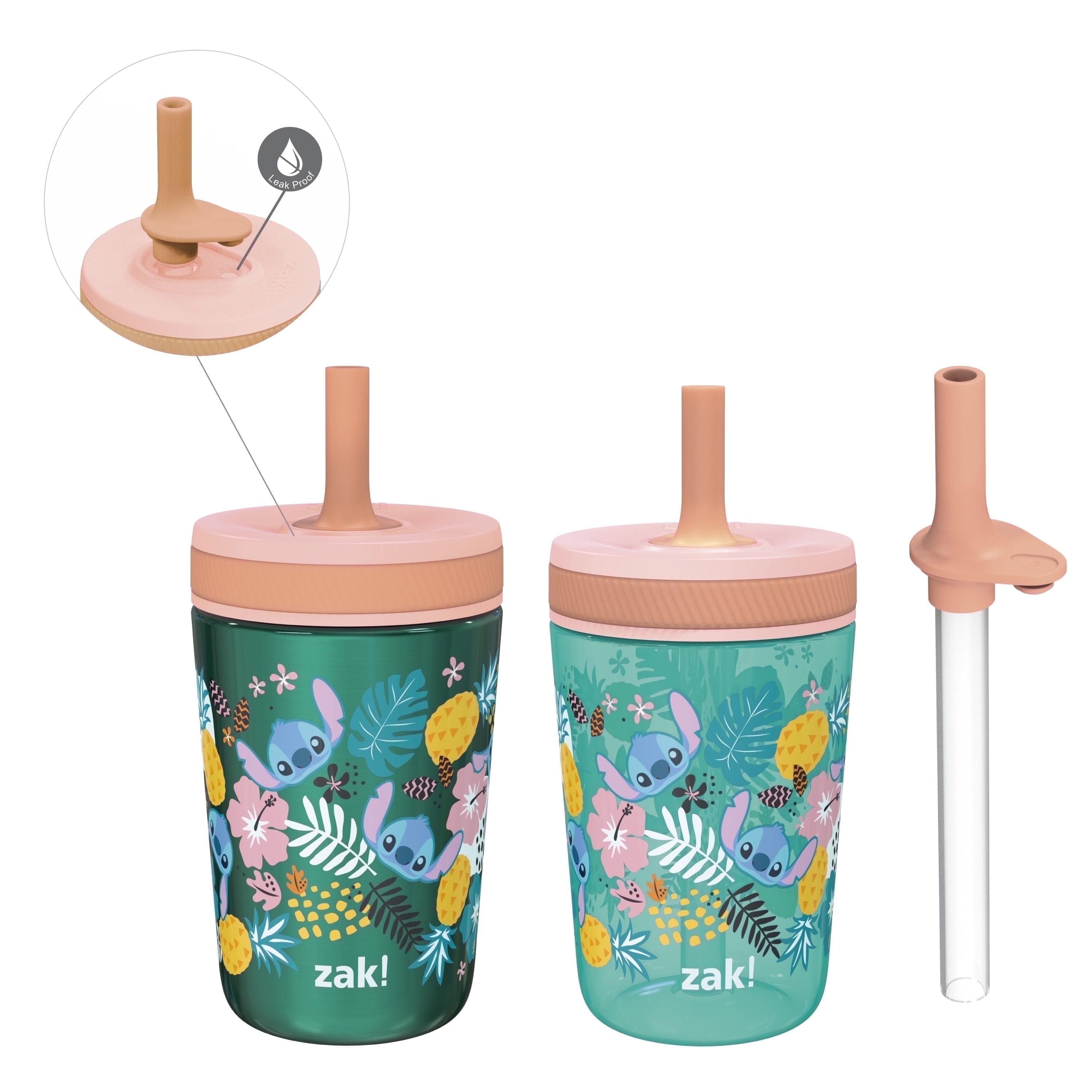 Herobuddy™ Zak Designs 12oz and 15oz 2-Pack Straw Tumbler Stainless Steel - Insulated Travel Tumbler Cup