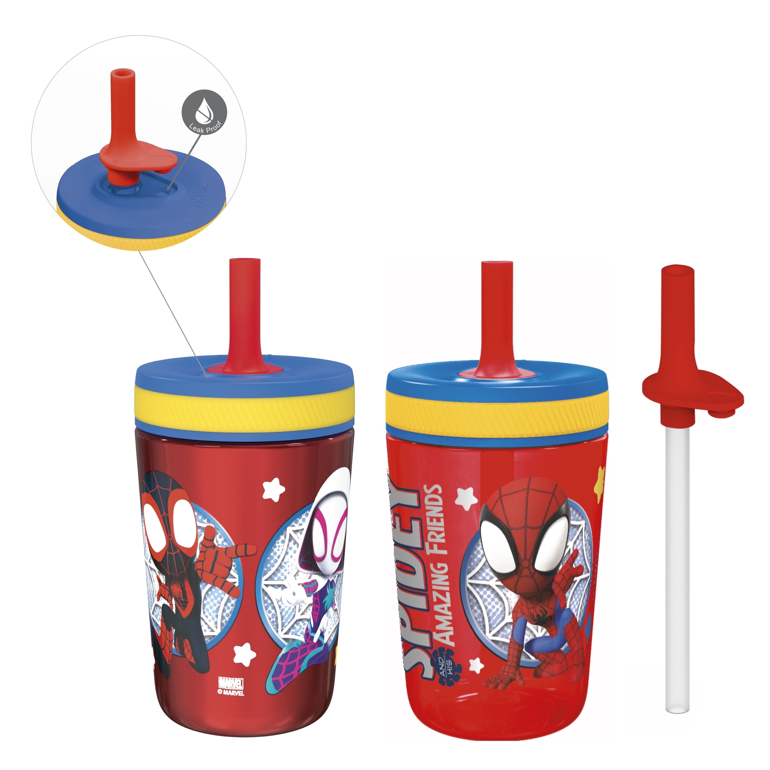 Herobuddy™ Zak Designs 12oz and 15oz 2-Pack Straw Tumbler Stainless Steel - Insulated Travel Tumbler Cup