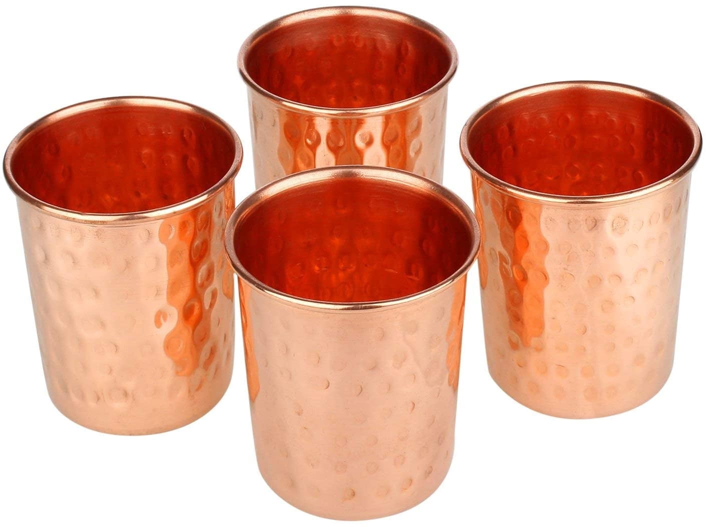 Zap Impex Pure Copper Hammered Cup Brown Glasses Moscow Mule Tumbler (Set of 4)
