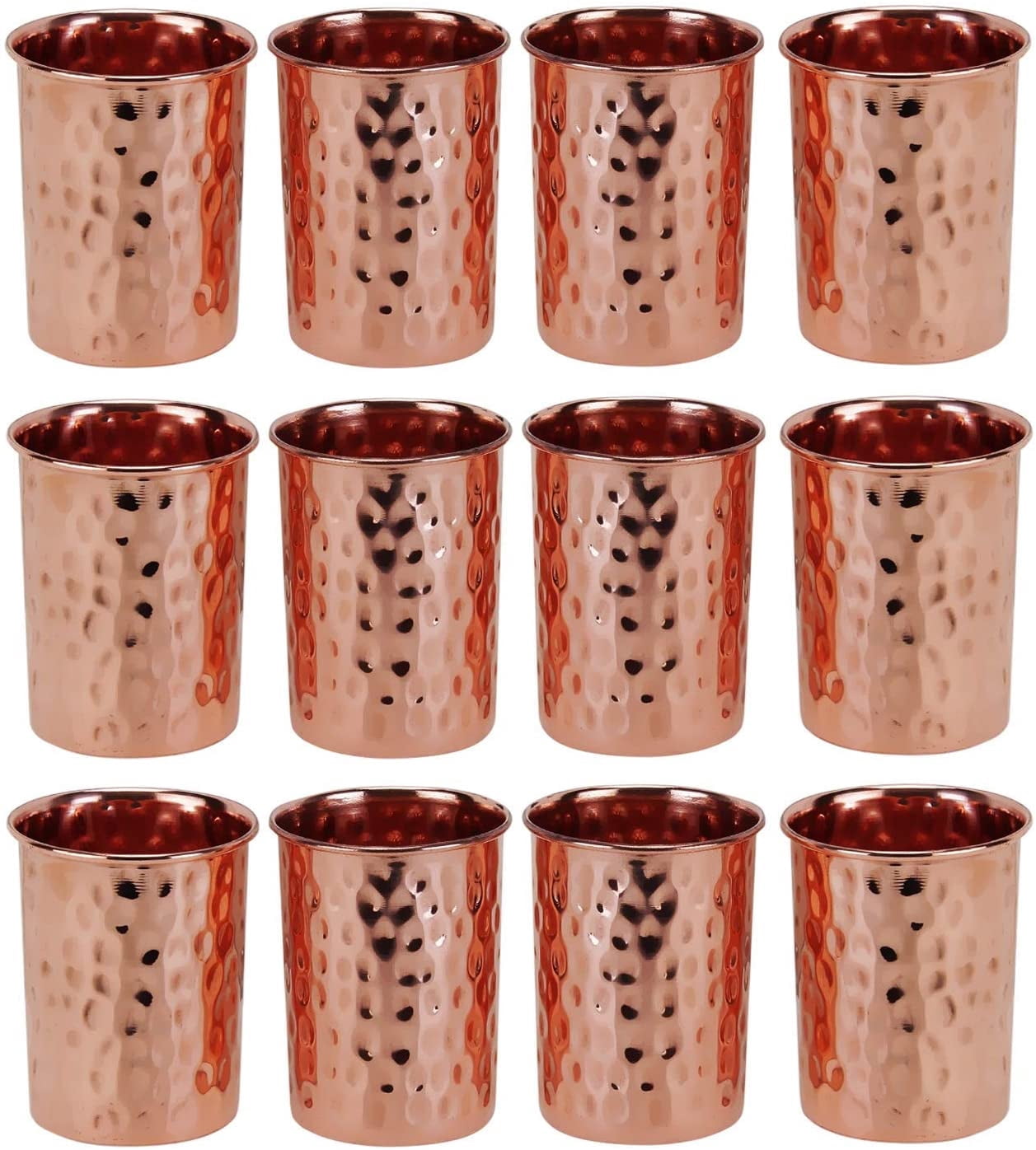 Zap Impex Pure Copper Hammered Glasses Cup Moscow Mule Tumbler (Set of 12)