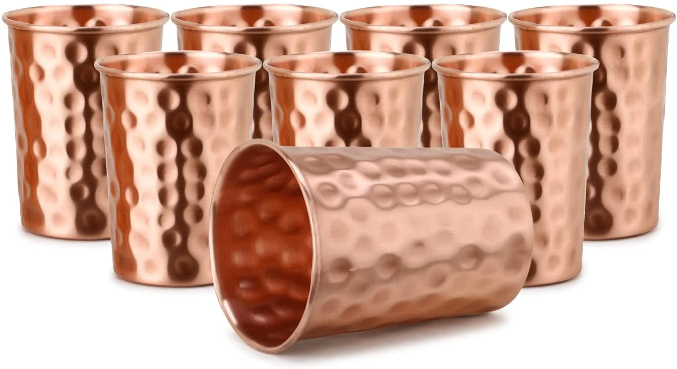Zap Impex Pure Copper Hammered Glasses Moscow Mule Tumbler (Set of 8) Color: Brown