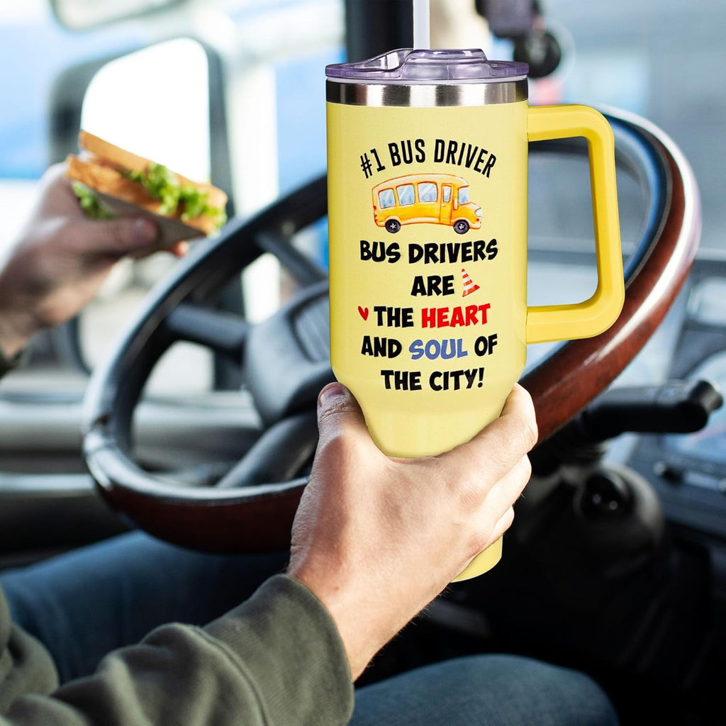Christmas Gifts for Bus Drivers, School Bus Driver Tumbler 40 OZ, School Bus Driver Gifts, Bus Driver Appreciation Gifts, Back to School Gifts for Men Women, Bus Driver Travel Coffee Mug, Driver Cup
