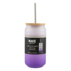 Purple Frosted Glass Sublimation Tumbler by Make Market â€“ 18oz Drinkware with Bamboo Lid & Metal Straw - Designed for Custom Heat Transfer - Hand Wash Only - 12 Pack