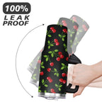 40oz Red Cherry Fruit Pattern Stainless Steel Flip Straw Tumbler Spill Proof Travel Cup Double Wall Vacuum Insulated Coffee Mug with Top Handle
