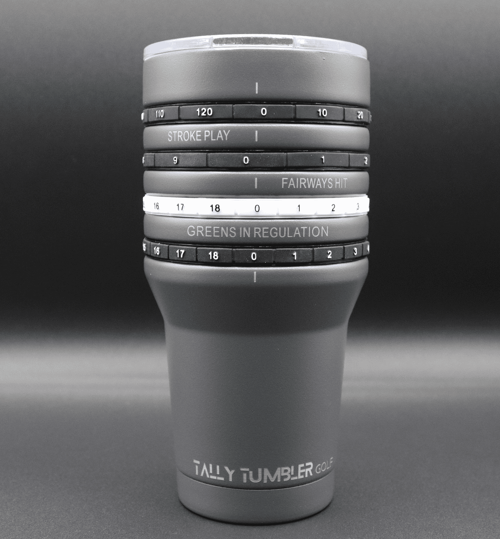 Tally Tumbler Golf Fairway Steel Gray 30oz Scorekeeping Insulated Drinking Tumbler
