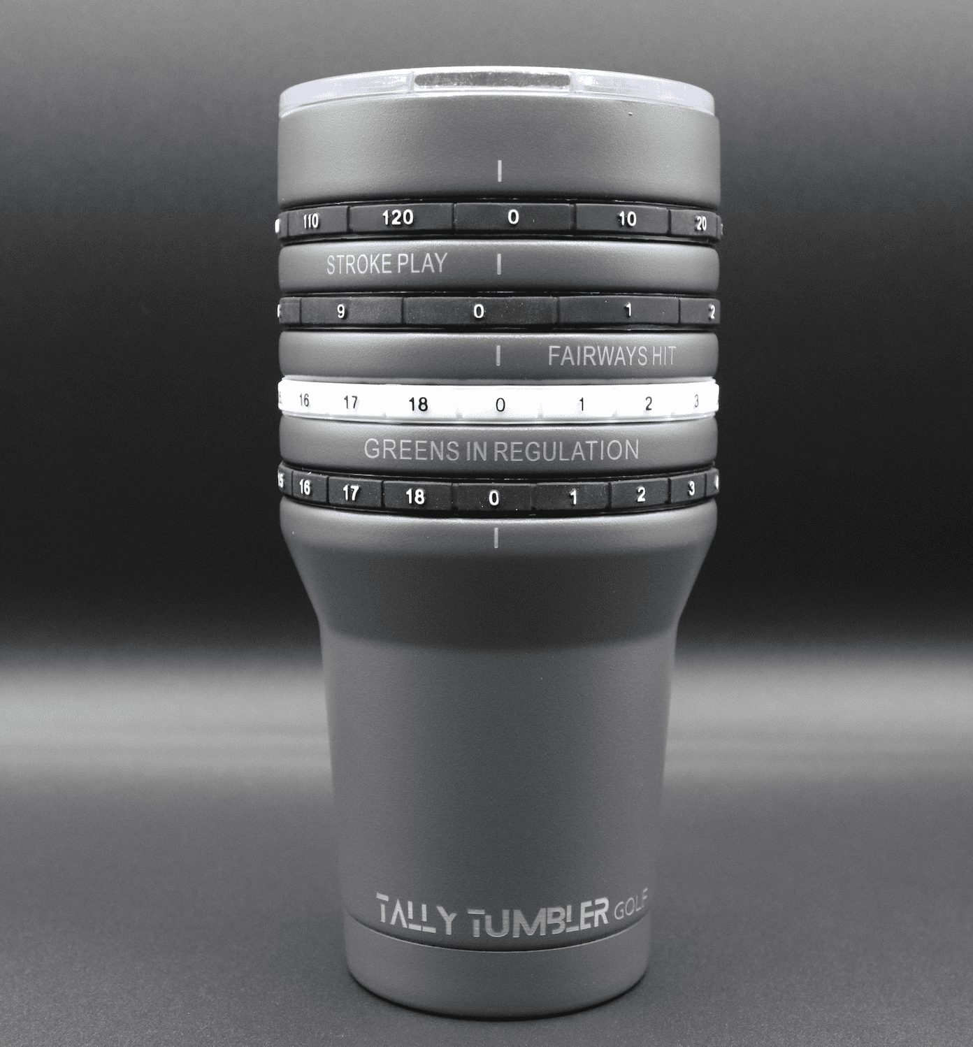 Tally Tumbler Golf Fairway Steel Gray 30oz Scorekeeping Insulated Drinking Tumbler