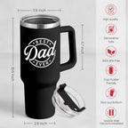 Best Dad Ever Tumbler with Handle 40oz Stainless Steel Insulated - Dad Gifts for Dad from Daughter Son - Coffee Tumbler for Dad Father''s Day Birthday Christmas Cup Gift Set with Lid & Straw