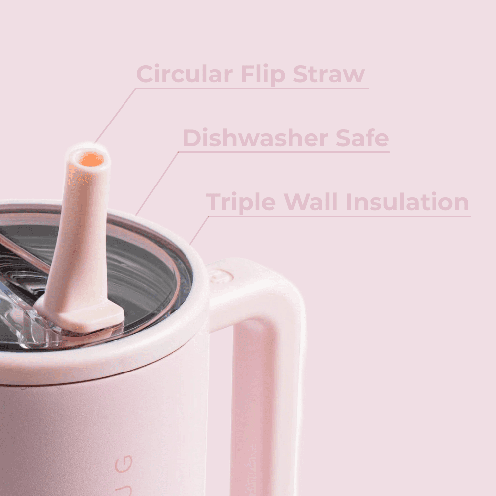HydroJug Traveler 32 oz Water Bottle, Stainless Steel Insulated Tumbler with Flip Straw and Handle - Pink Sand